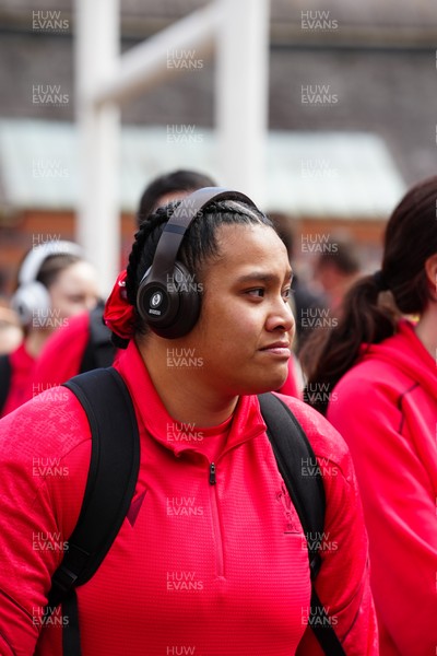 180426 - Wales v France - Guinness Women's Six Nations - Sisilia Tuipulotu of Wales arrives at the stadium prior to the match