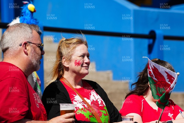 180426 - Wales v France - Guinness Women's Six Nations - Fans of Wales looks on prior to the match