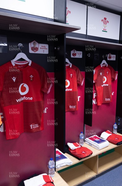 180426 - Wales v France, Guinness Women’s 6 Nations - Wales match jerseys hang in the changing room ahead of the match