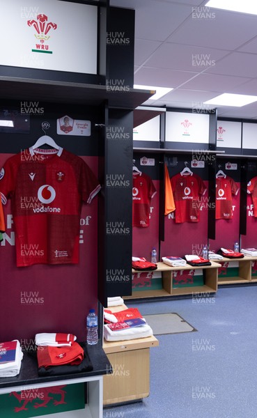 180426 - Wales v France, Guinness Women’s 6 Nations - Wales match jerseys hang in the changing room ahead of the match