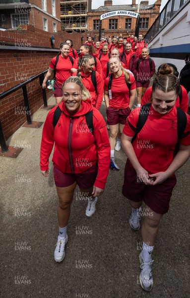 180426 - Wales v France, Guinness Women’s 6 Nations - The team make their way to the stadium
