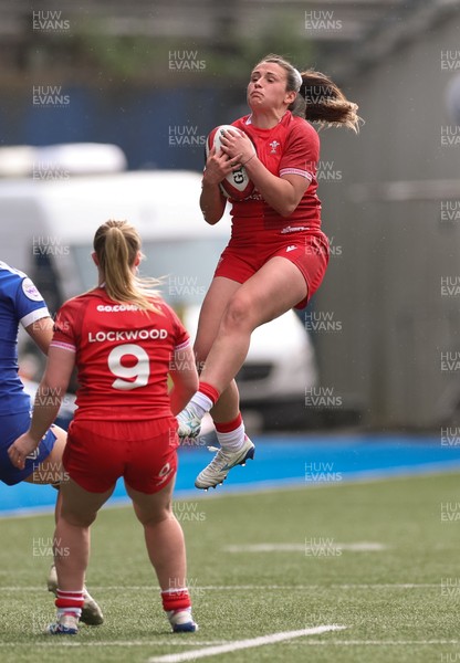 180426 - Wales v France, Guinness Women’s 6 Nations -Kayleigh Powell of Wales takes the high ball