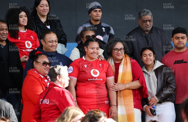 180426 - Wales v France, Guinness Women’s 6 Nations - Sisilia Tuipulotu of Wales with family, friends and supporters at the end of the match 
