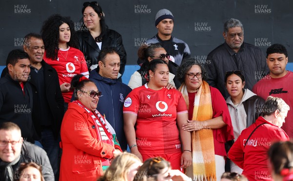 180426 - Wales v France, Guinness Women’s 6 Nations - Sisilia Tuipulotu of Wales with family, friends and supporters at the end of the match 