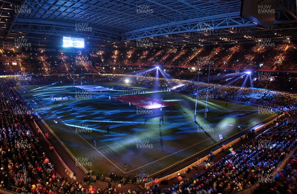 210214 - Wales v France - RBS Six Nations - Pyrotechnics at the start of the game