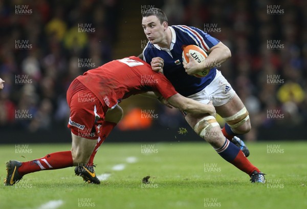 210214 - Wales v France, RBS Six Nations 2014 - Louis Picamoles of France is tackled by Rhys Priestland of Wales 