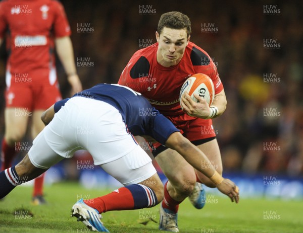 210214 Wales v France…George North of Wales is tackled by Wesley Fofana of France 