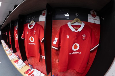 210424 - Wales v France, Guinness Women’s 6 Nations - Catherine Richards Wales match jersey hangs in the changing room ahead of the match