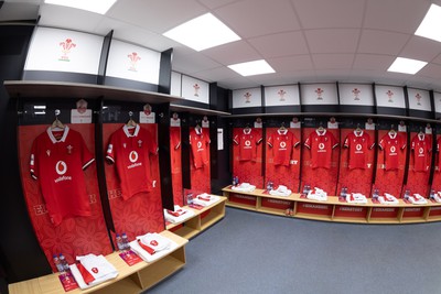 210424 - Wales v France, Guinness Women’s 6 Nations - Catherine Richards Wales match jersey hangs in the changing room ahead of the match