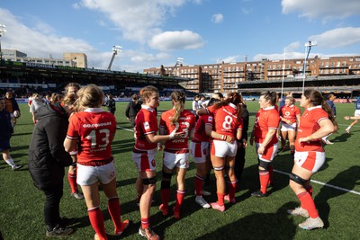 210424 - Wales v France, Guinness Women’s 6 Nations - The Wales team embrace each other at the end of the match