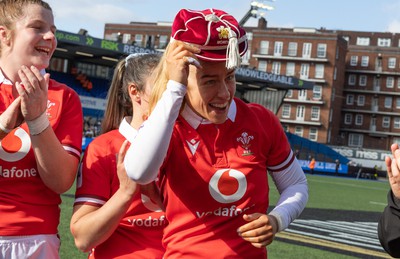 210424 - Wales v France, Guinness Women’s 6 Nations - Catherine Richards of Wales with her first cap at the end of the match