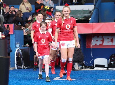 210424 - Wales v France, Guinness Women’s 6 Nations - The French team line up for the anthems at the start of the match