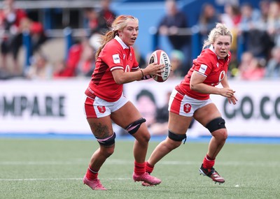 210424 - Wales v France, Guinness Women’s 6 Nations - Georgia Evans of Wales and Alex Callender of Wales