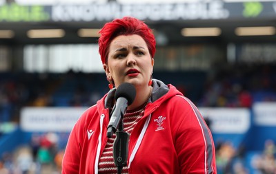 210424 - Wales v France, Guinness Women’s 6 Nations - Bronwen Lewis performs during half time