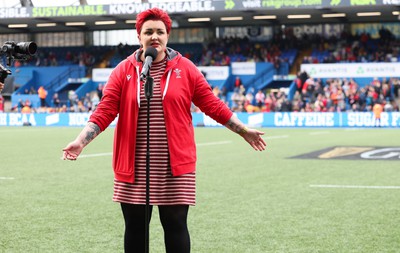 210424 - Wales v France, Guinness Women’s 6 Nations - Bronwen Lewis performs during half time