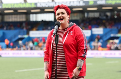 210424 - Wales v France, Guinness Women’s 6 Nations - Bronwen Lewis performs during half time