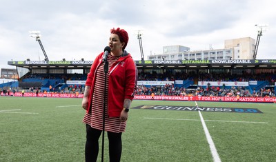 210424 - Wales v France, Guinness Women’s 6 Nations - Bronwen Lewis performs during half time