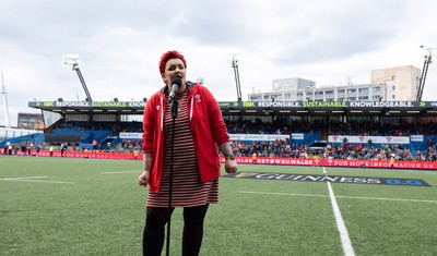 210424 - Wales v France, Guinness Women’s 6 Nations - Bronwen Lewis performs during half time