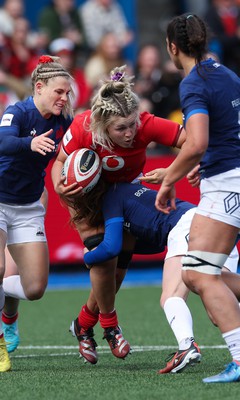 210424 - Wales v France, Guinness Women’s 6 Nations - Alex Callender of Wales charges forward