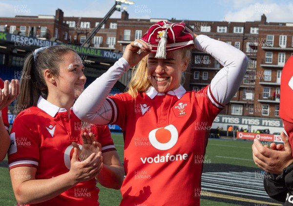 210424 - Wales v France, Guinness Women’s 6 Nations - Catherine Richards of Wales with her first cap at the end of the match