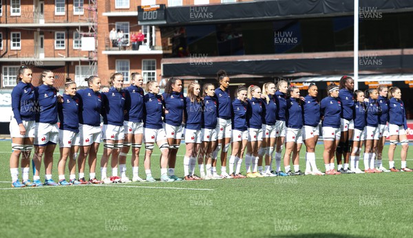 210424 - Wales v France, Guinness Women’s 6 Nations - The French team line up for the anthems at the start of the match