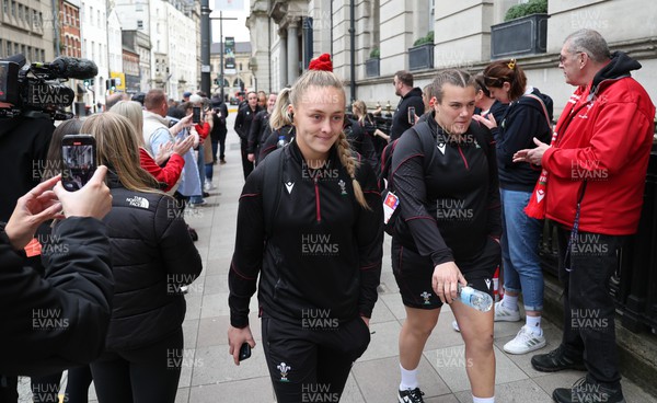 210424 - Wales v France, Guinness Women’s 6 Nations - The Wales team make their way from the hotel to the stadium