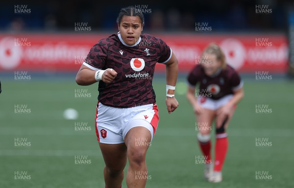 210424 - Wales v France, Guinness Women’s 6 Nations - Sisilia Tuipulotu of Wales during warm up