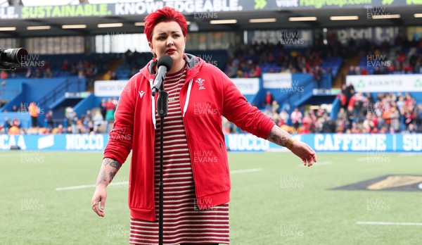 210424 - Wales v France, Guinness Women’s 6 Nations - Bronwen Lewis performs during half time
