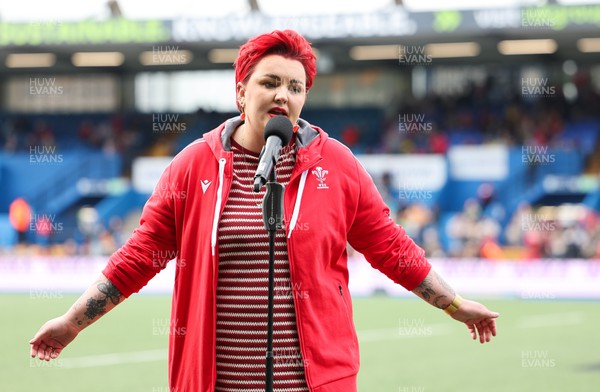 210424 - Wales v France, Guinness Women’s 6 Nations - Bronwen Lewis performs during half time