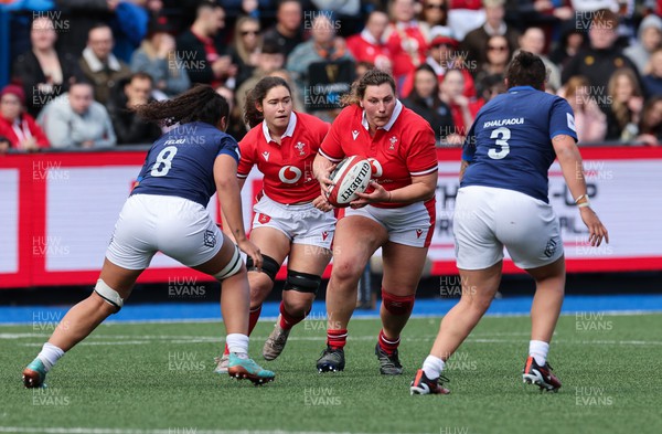 210424 - Wales v France, Guinness Women’s 6 Nations - Gwenllian Pyrs of Wales charges forward