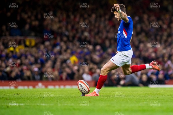 220220 - Wales v France - Guinness Six Nations - Romain Ntamack of France kicks