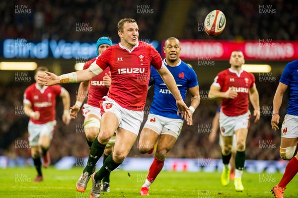 220220 - Wales v France - Guinness Six Nations - Hadleigh Parkes of Wales in action 