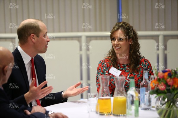 220220 - Wales v France - Guinness 6 Nations - HRH Prince William talks to Rhian Roberts, member of the Welsh Rugby Charitable Trust before the game