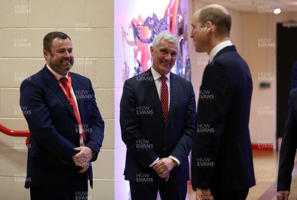 220220 - Wales v France - Guinness 6 Nations - HRH Prince William meets WRU Chief Executive Martyn Phillips and WRU Chairman Gareth Davies
