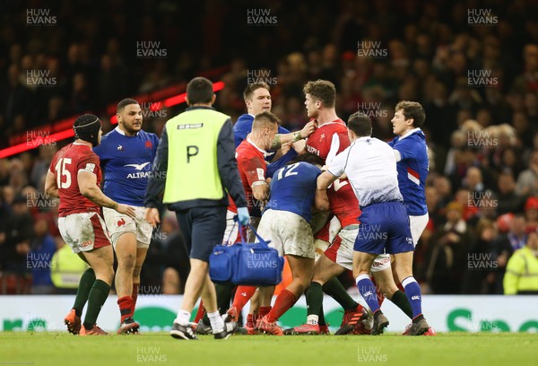 220220 - Wales v France, Guinness Six Nations Championship 2020 - The two teams come to blows on the final whistle
