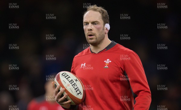 220220 - Wales v France, Guinness Six Nations Championship 2020 - Alun Wyn Jones of Wales during warm up