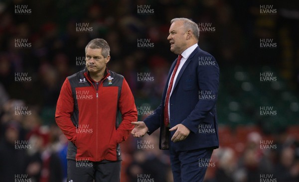 220220 - Wales v France, Guinness Six Nations Championship 2020 - Wales head coach Wayne Pivac, right, with defence coach Byron Hayward