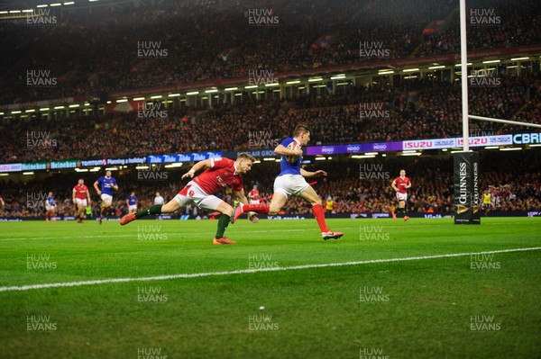 220220 - Wales v France - Guinness Six Nations - Anthony Bouthier of France scores the first try 