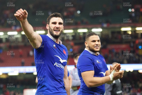 220220 - Wales v France - Guinness Six Nations - Charles Ollivon of France celebrates their win 