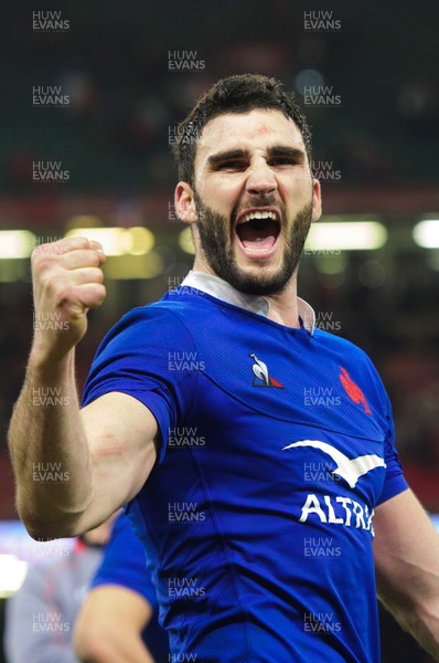 220220 - Wales v France - Guinness Six Nations - Charles Ollivon of France celebrates their win 