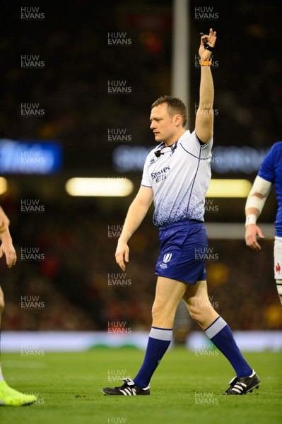 220220 - Wales v France - Guinness Six Nations - Referee Matthew Carley  