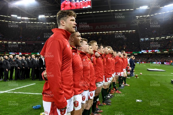 220220 - Wales v France - Guinness Six Nations - Will Rowlands of Wales during the anthems