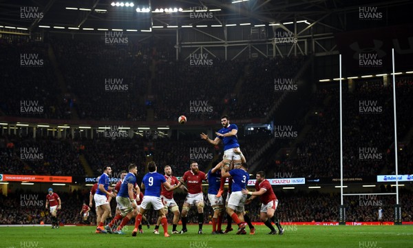 220220 - Wales v France - Guinness Six Nations - Charles Ollivon of France takes line out ball