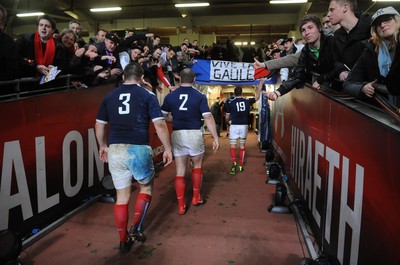 26.02.10 - Wales v France - RBS Six Nations 2010 - French players celebrate win with fans as the walk up the tunnel. 