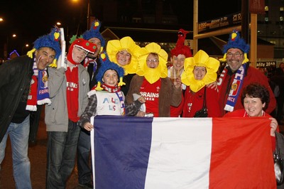 26.02.10 Wales v France - RBS 6 Nations -  Welsh & French supporters enjoy the atmosphere on Westgate Street before the game. 