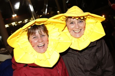 26.02.10 Wales v France - RBS 6 Nations -  Welsh supporters enjoy the atmosphere on Westgate Street before the game. 