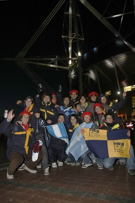 26.02.10 Wales v France - RBS 6 Nations -   French supporters enjoy the atmosphere on Millennium Plaza before the game. 