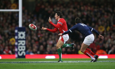 26.02.10 Wales v France... Wales' James Hook puts in the pass that was intercepted for the first try. 