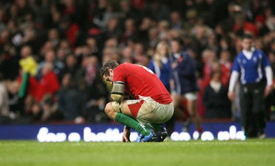 26.02.10 Wales v France... Wales' Ryan Jones dejected at the final whistle. 