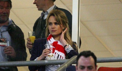 26.02.10 Wales v France... Welsh singing star 'Duffy' watches the game. 